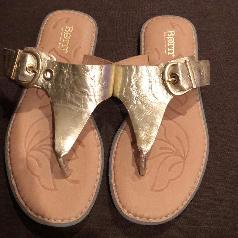 Born Orla Gold Flat Sandals with Adjustable Buckle